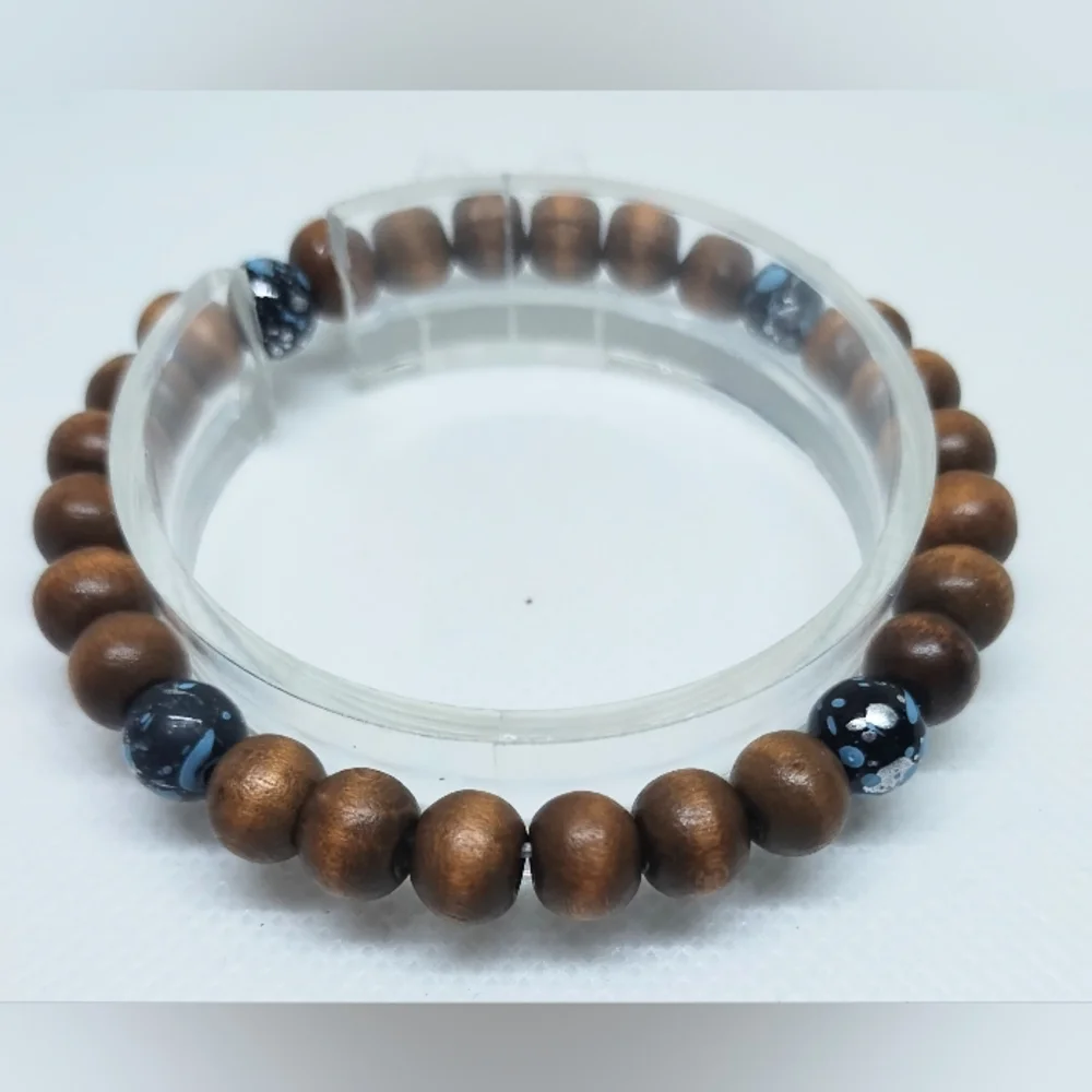 Brown and Black Beaded Bracelet‎ F63